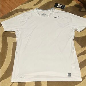 Nike Men's Pro Combat White Dri-FIT Fitted Tee